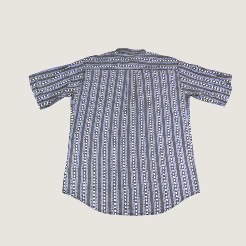 Britches Outdoors Mens Medium Blue Striped Polka Dot Cotton Button Down Shirt - Picture 2 of 8